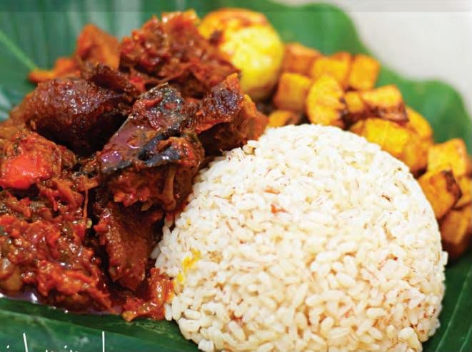 Ofada rice with Ofada stew
